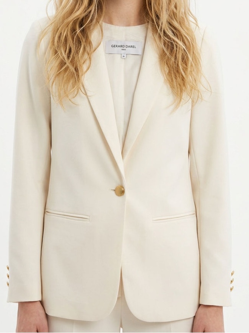 Gerard Darel Cream Single-Button Blazer